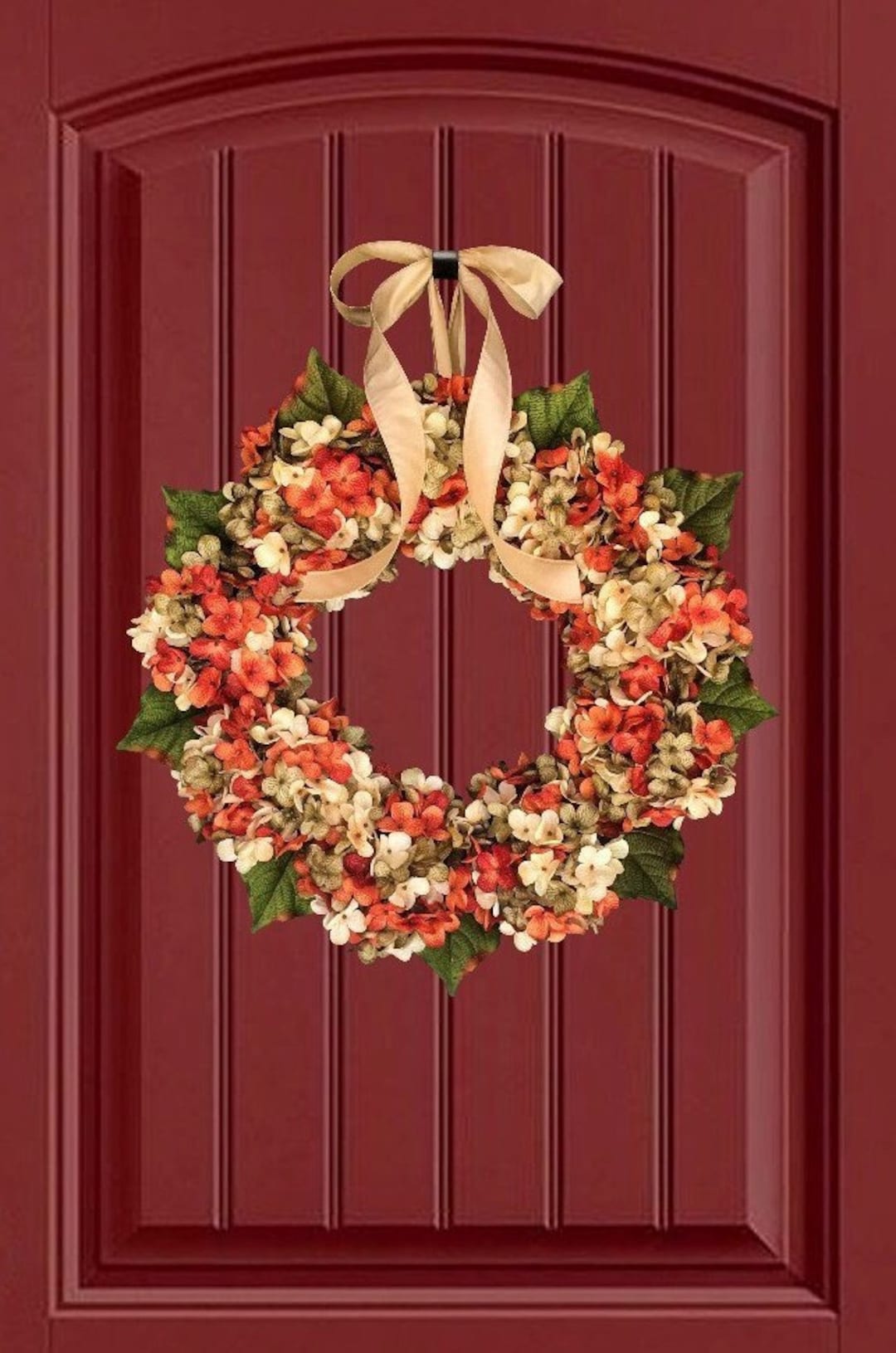 Wreath for Red Front Door Hydrangea Wreath Fall Wreath for Front Door