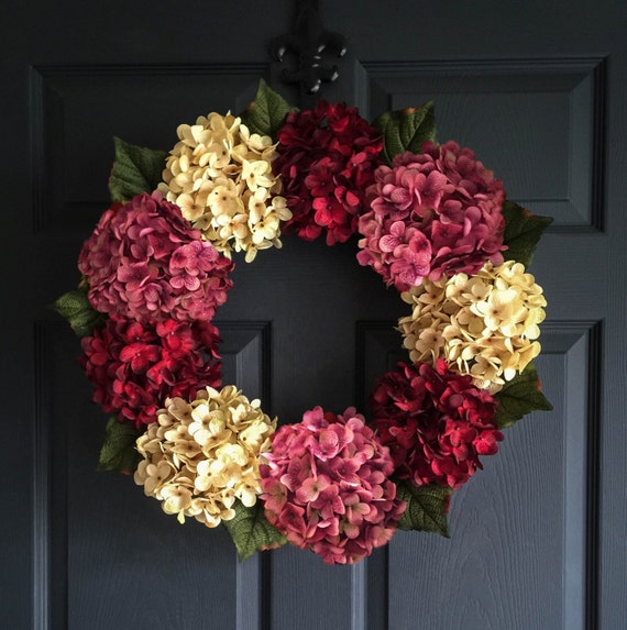 Valentines Day Wreath Hydrangea Wreath Pink Red Wreaths Etsy