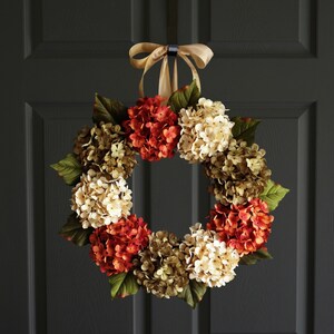 Summer and Fall Hydrangea Wreath for the front door.