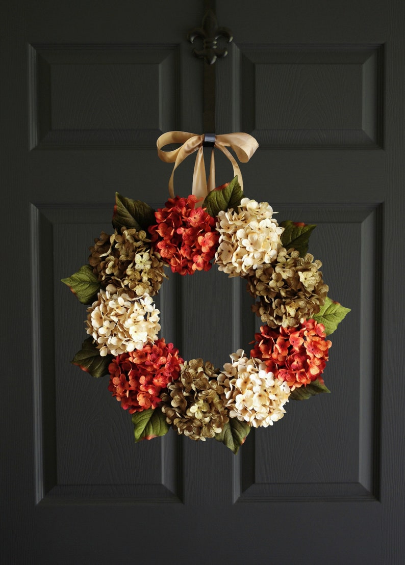 Summer and Fall Hydrangea Wreath for the front door.