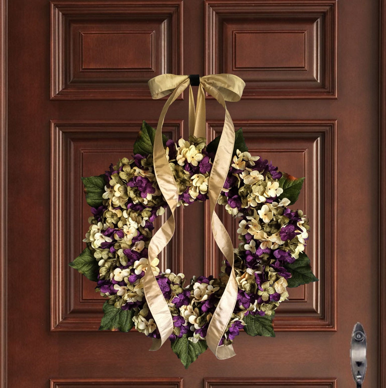 Glitzhome 22 Patriotic Americana Hydrangea Wreath