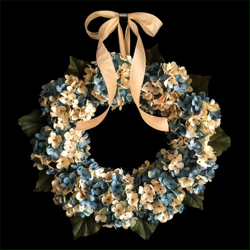 Wreath for Red Front Door Blue Hydrangea Wreath Spring Etsy