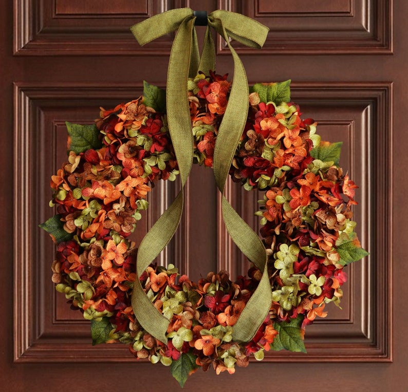 Fall hydrangea door wreath