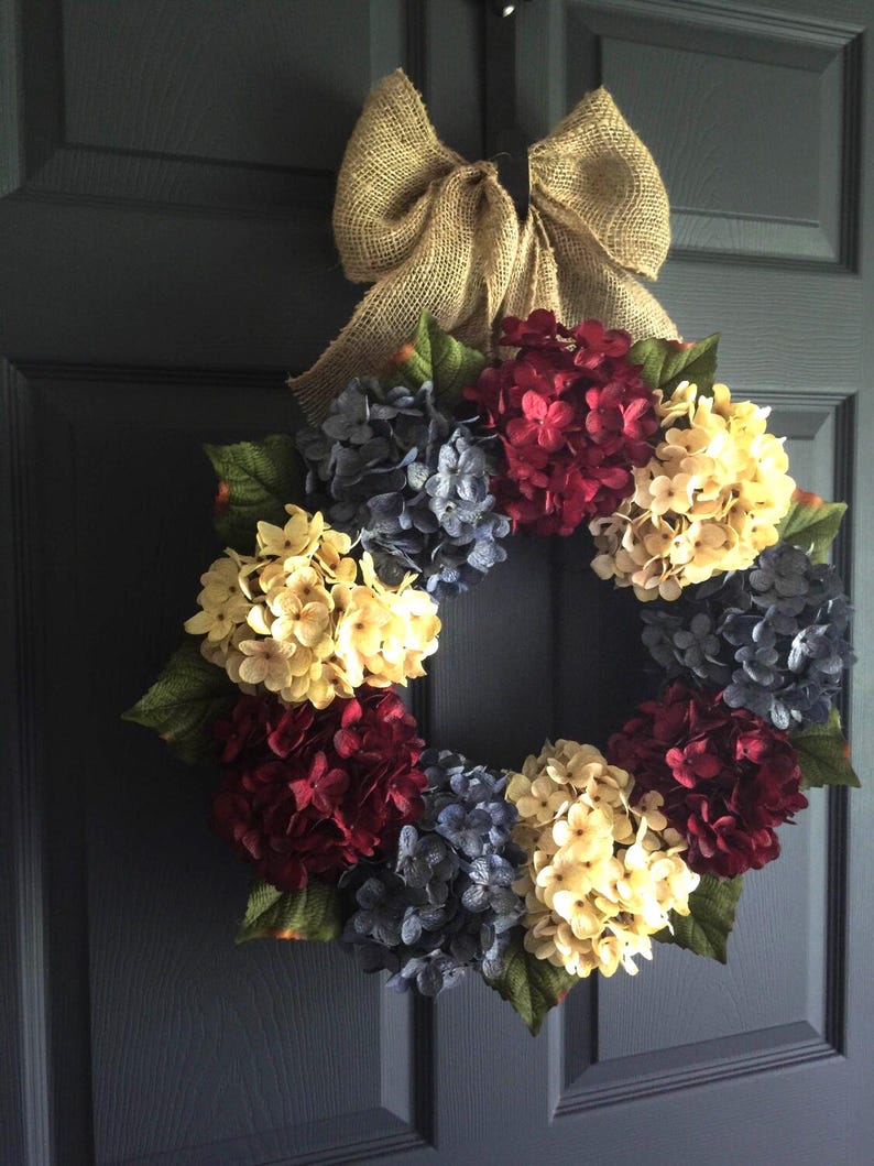Patriotic Hydrangea Wreath | Americana Decor | 4th of July and America ...