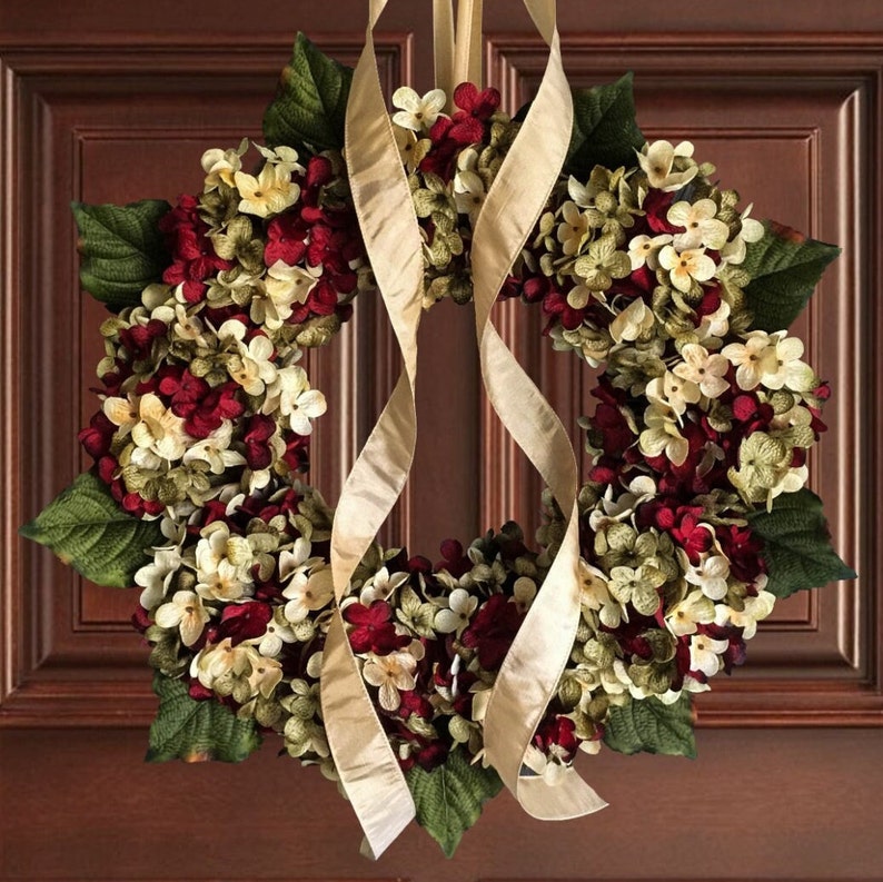 Christmas hydrangea door wreath