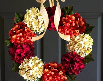Fall Hydrangea Wreath for Door | Front Door Wreaths