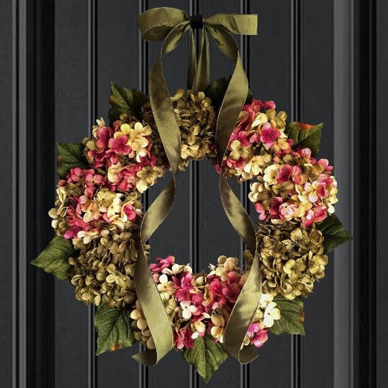 Blended Hydrangea Wreath Front Door Wreaths Spring Wreaths Etsy