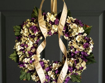 Purple Spring Hydrangea Wreath for the Front Door