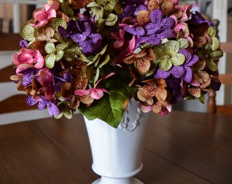 Artificial Flowers | DIY Hydrangea Flowers | Coffee Brown, Green, Purple, and Pink Colors | Fake Flowers | Flowers for Home