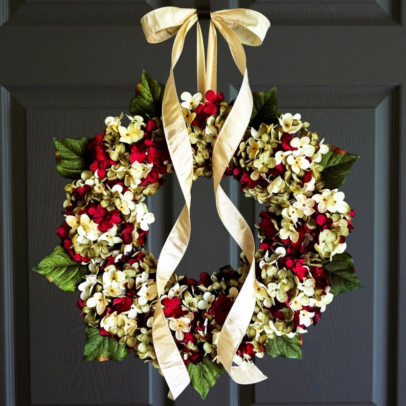 front door hydrangea wreath