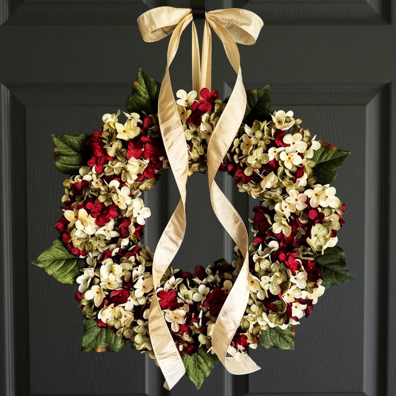 Christmas hydrangea door wreath