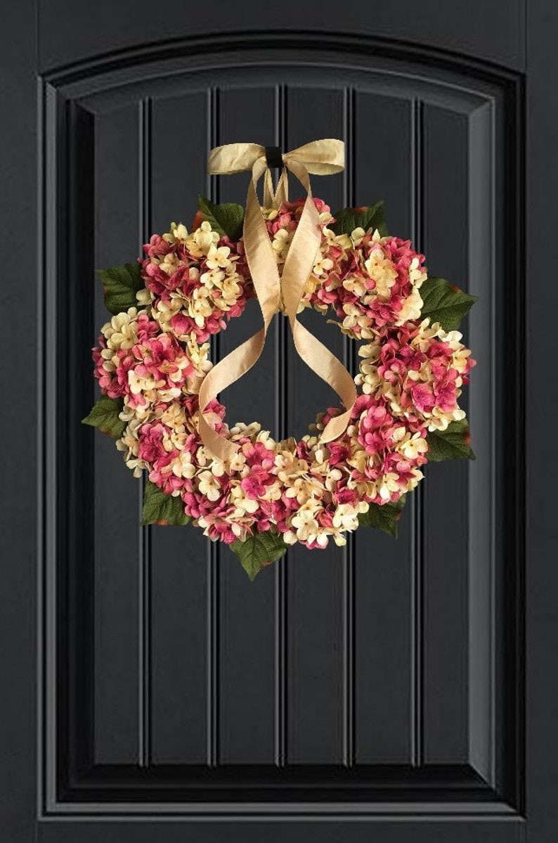 Pink hydrangea wreath