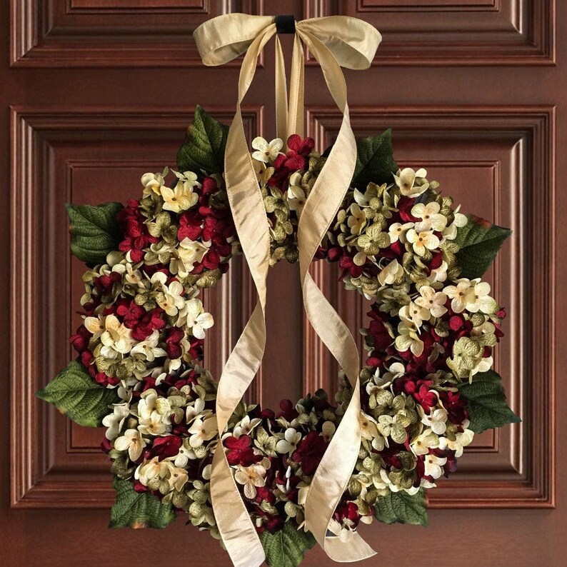 Front Door Wreaths Best Selling Wreath Burgundy Red Green Etsy
