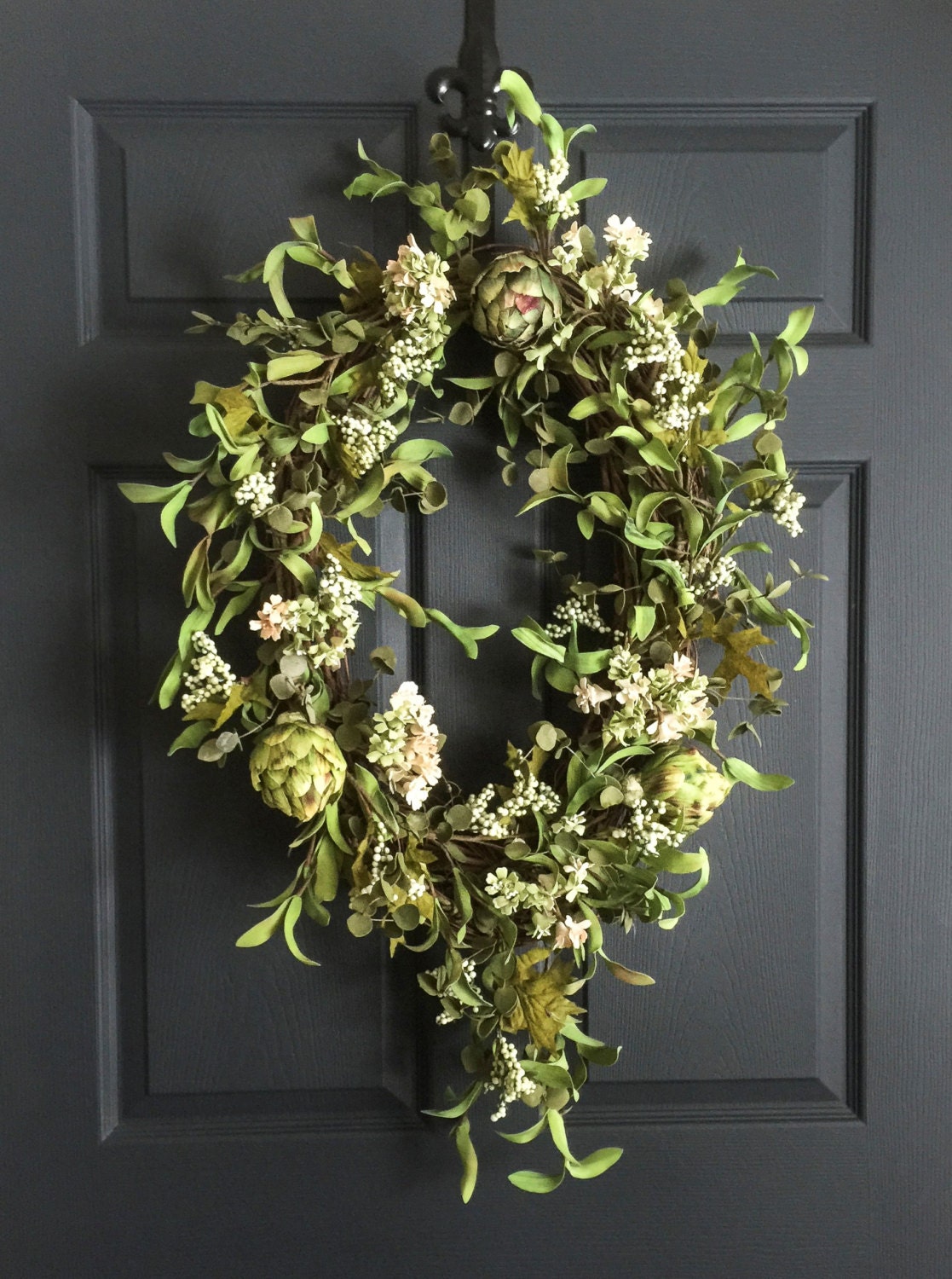 Oval Artichoke Wreath Wreath Front Door Wreaths Winter Etsy