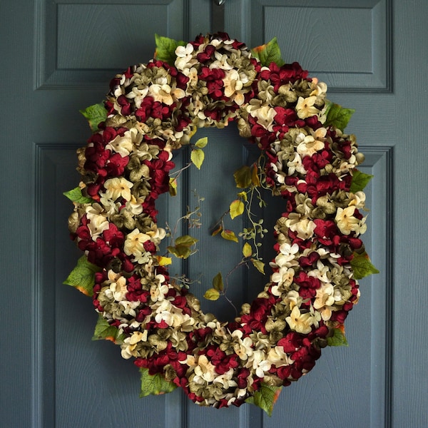 Oval Blended Hydrangea Wreath | Front Door Wreaths | Spring Wreath | Hydrangea Wreath | Summer Wreath |  Home Decor | Housewarming Gift