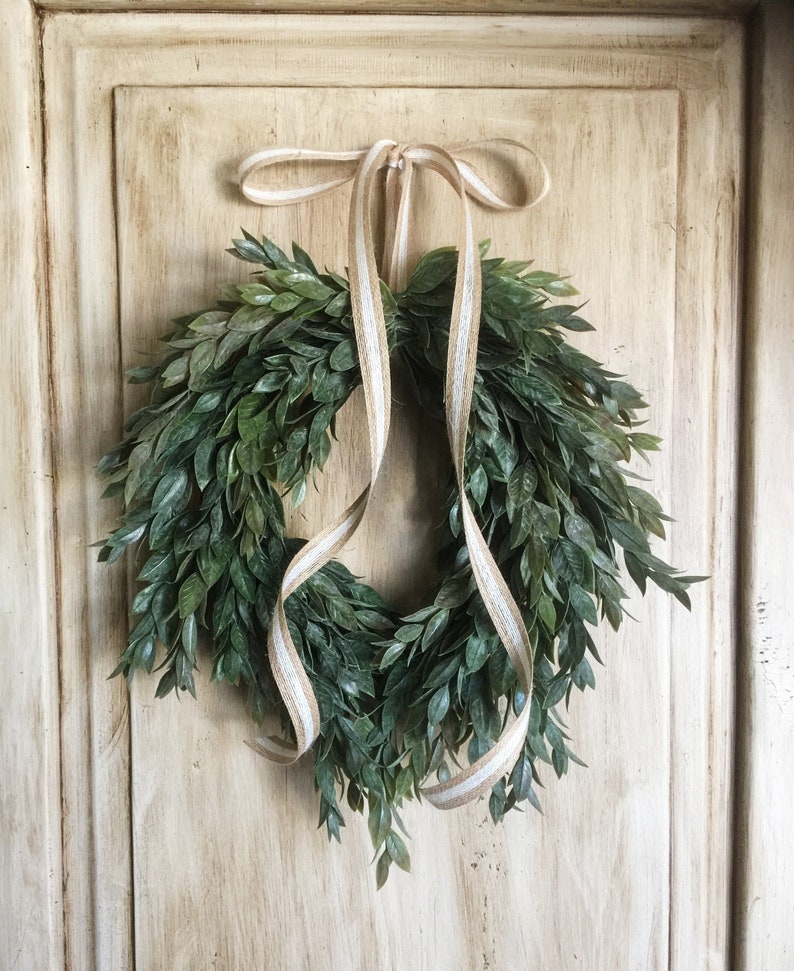 Farmhouse Wreath Italian Ruscus Wreath Etsy