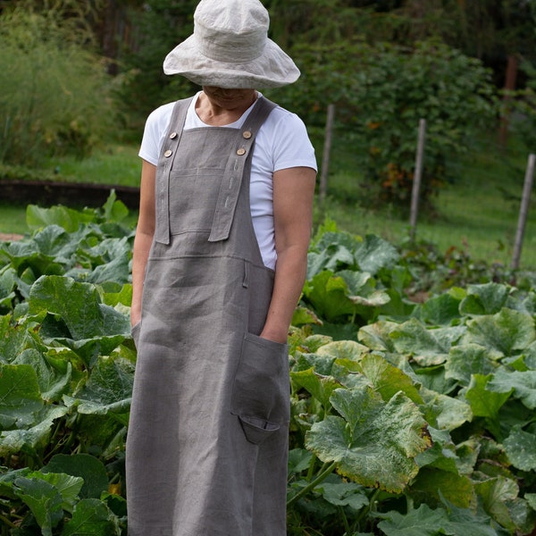 Jupe de jardin en lin. Tablier pinafore de jardin. Cadeau pour jardinier. Beaucoup de couleurs et de tailles de lin.