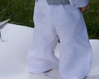 Linen trousers for kids. Wide leg natural children's pants. Many colors and sizes