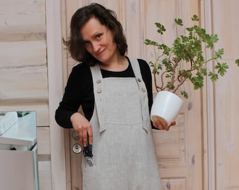 Linen gardening overalls for women. Gift for gardener. Many linen colors and sizes.