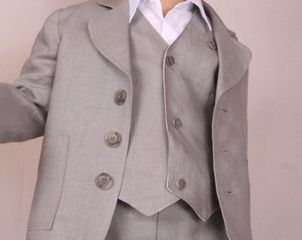Linen vest for boys. Natural waistcoat for ringbearer, beach party or baptism. Many colors and sizes