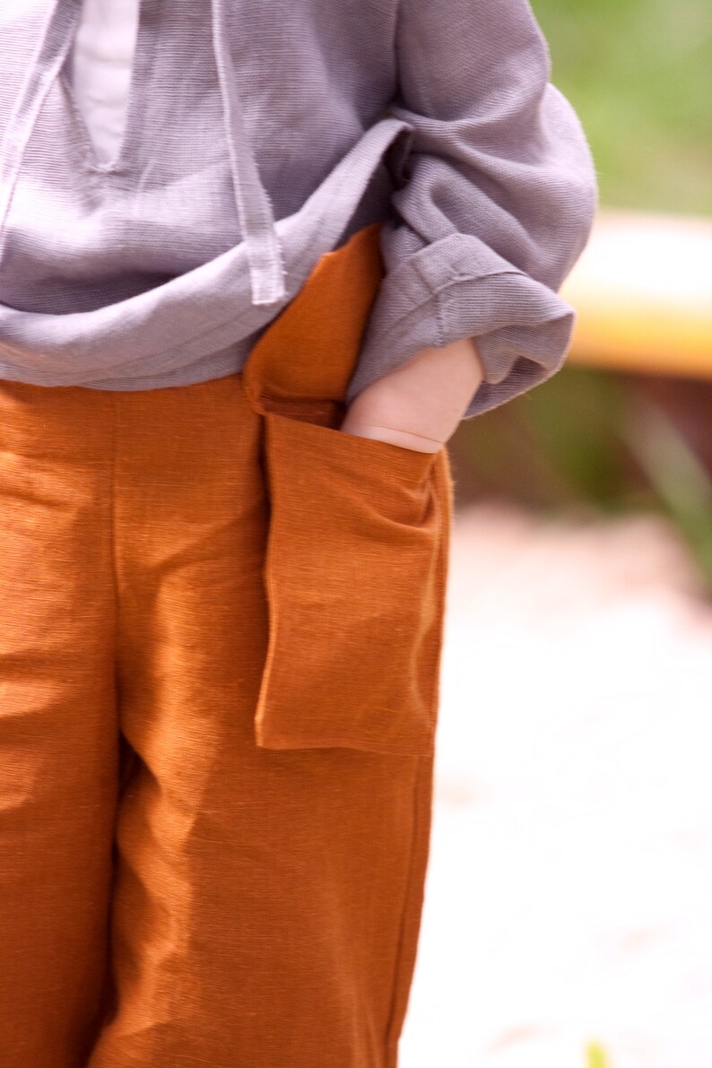 teal linen trousers