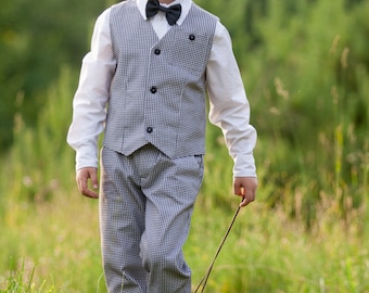 Natural cotton trousers / Formal boys trousers / Checked pants / Many colors and patterns 74/12m-140/10 / Ring bearer pants outfit