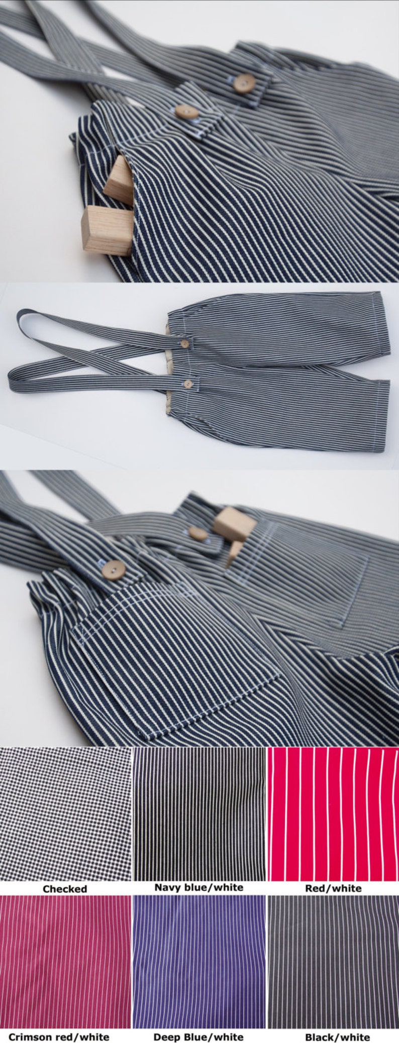 striped suspender pants