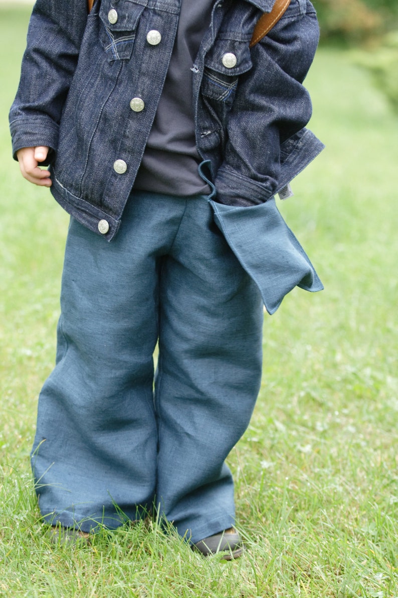 teal linen trousers
