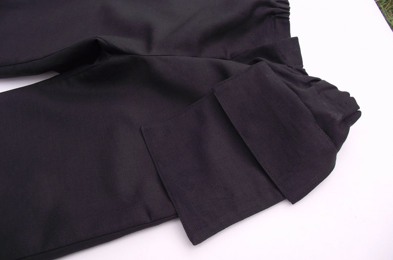teal linen trousers