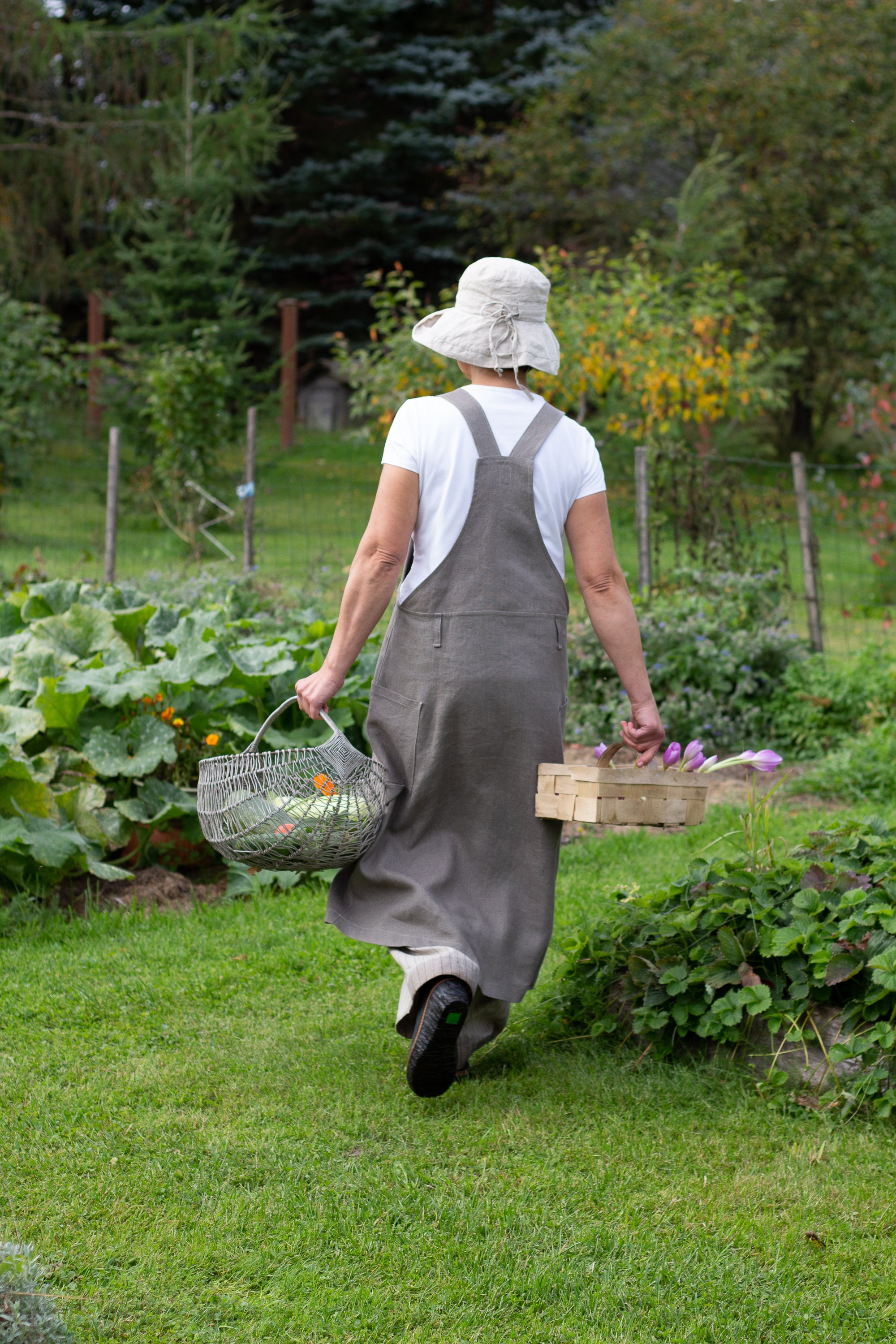 Linen Garden Skirt Overalls. Garden Pinafore Apron. Gift for
