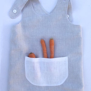 Young gardener linen pinafore apron. Many colors pocket. Gift for gardener. image 1