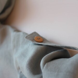 Natural linen hoodie with buttons, tuck up sleeves, 62/6m 140/9 Baby, boy, girl summer,medieval image 8