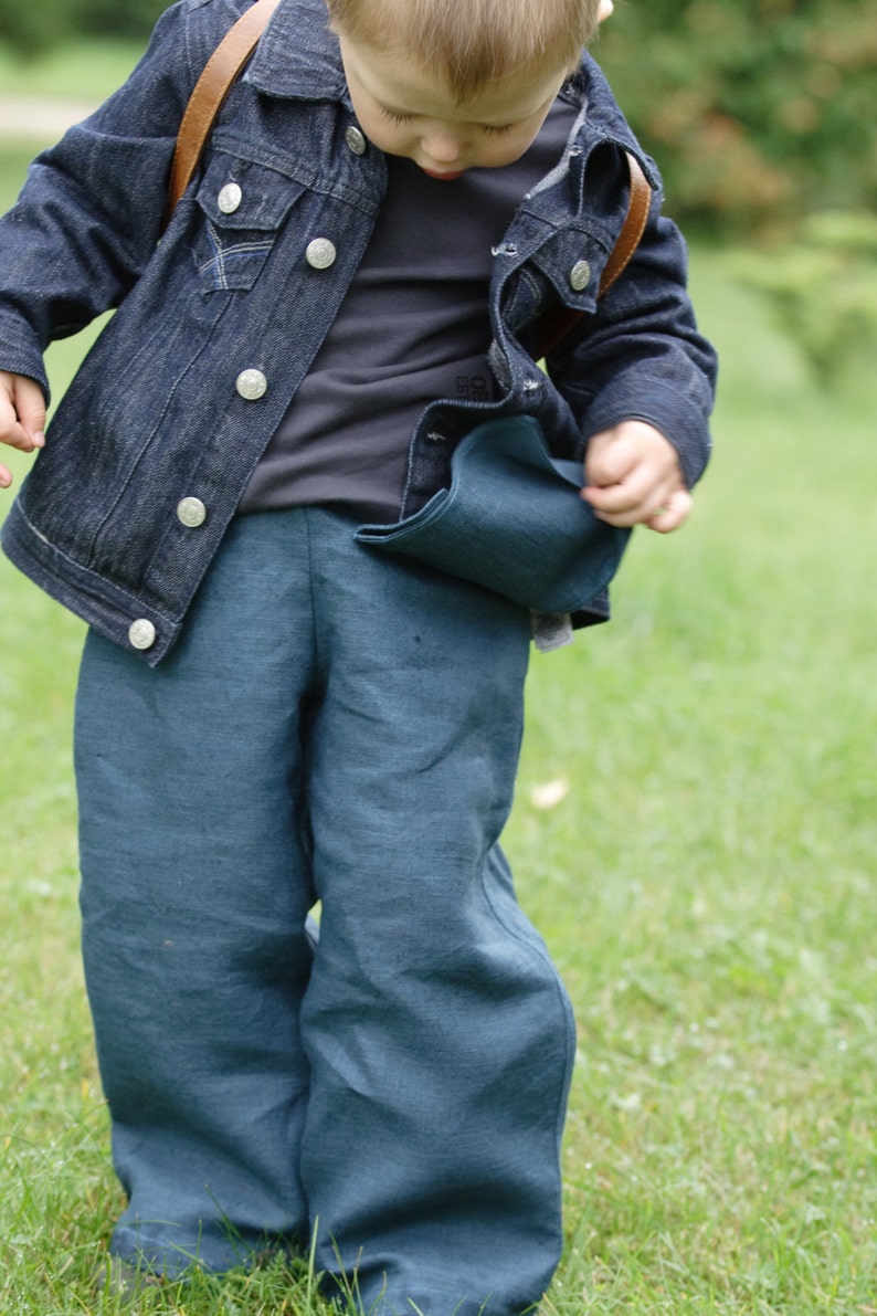 teal linen trousers