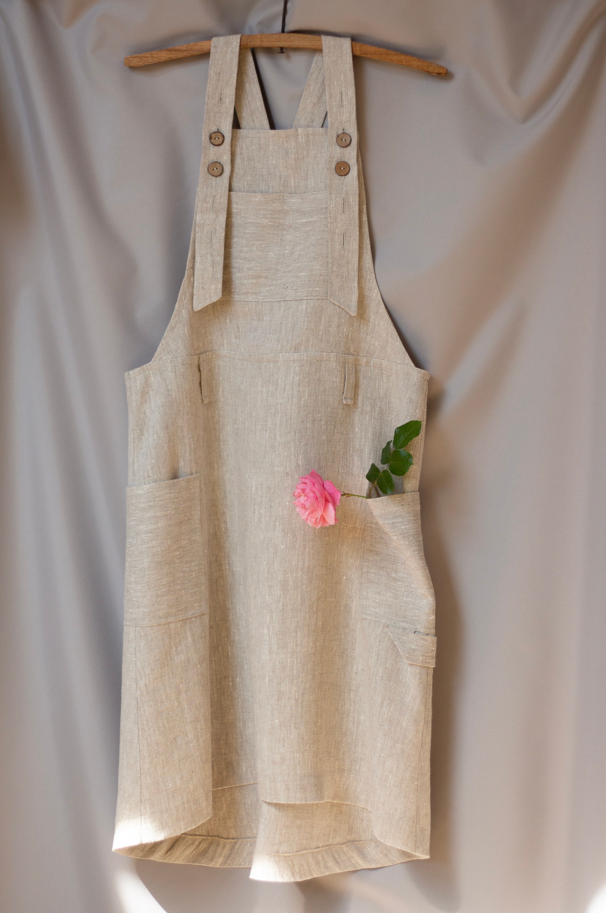 Linen Garden Skirt Overalls: Pinafore Apron With Pockets - Etsy