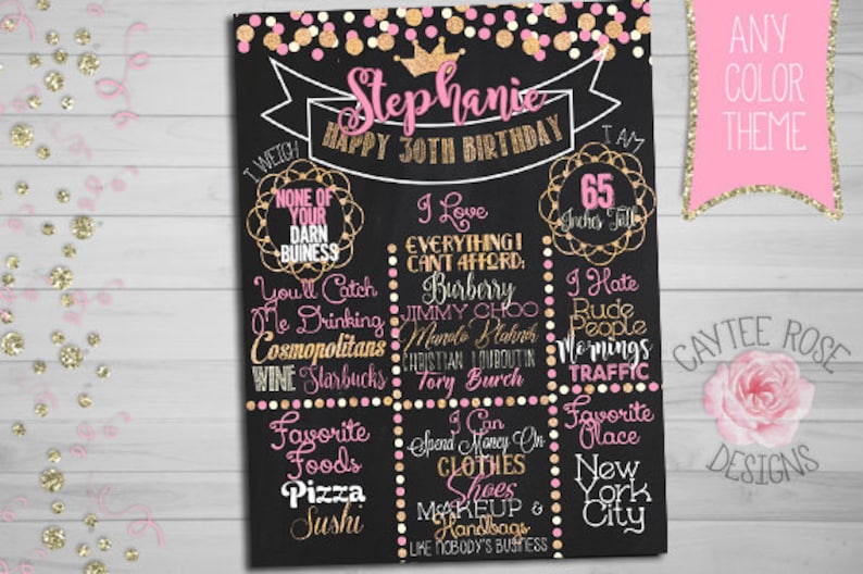 16x20 Adult Cake Smash Picture Prop Printable or Photoshop Adult Birthday Board Digital File