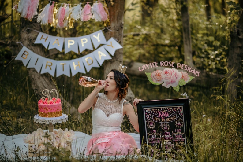 16x20 Adult Cake Smash Picture Prop Printable or Photoshop Adult Birthday Board Digital File