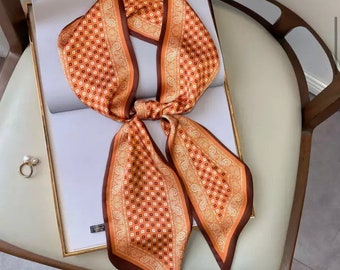 Skinny scarf, Thin Scarf, Silky Ponytail Scarf Ribbon, Bandana, Braid Scarf, Headband, Hair Bun Scarf, Skinny Head Scarf, Short Neck Scarf