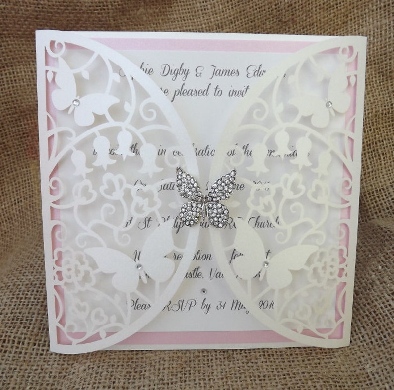 Flutterby Laser Cut Butterfly Wedding Invitation Etsy