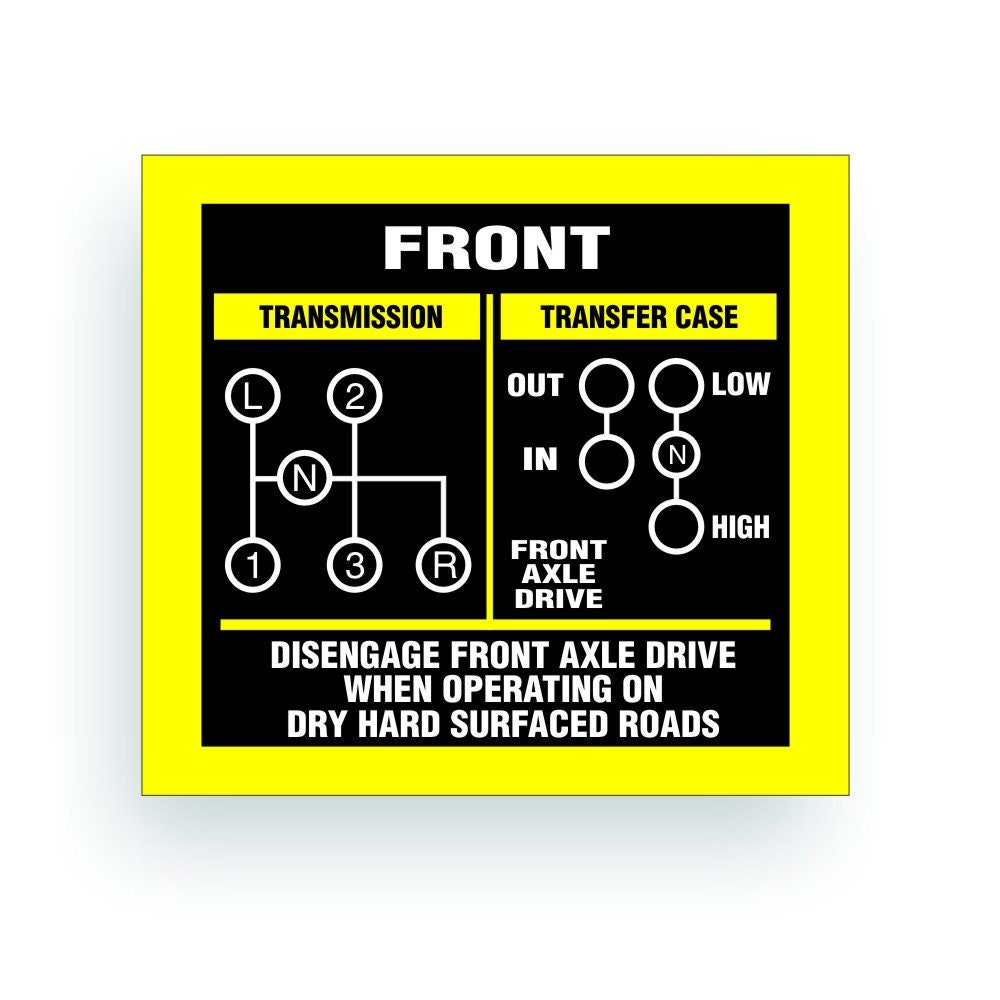 Shift Pattern Decal Sticker for Restore Vintage Military Truck ...