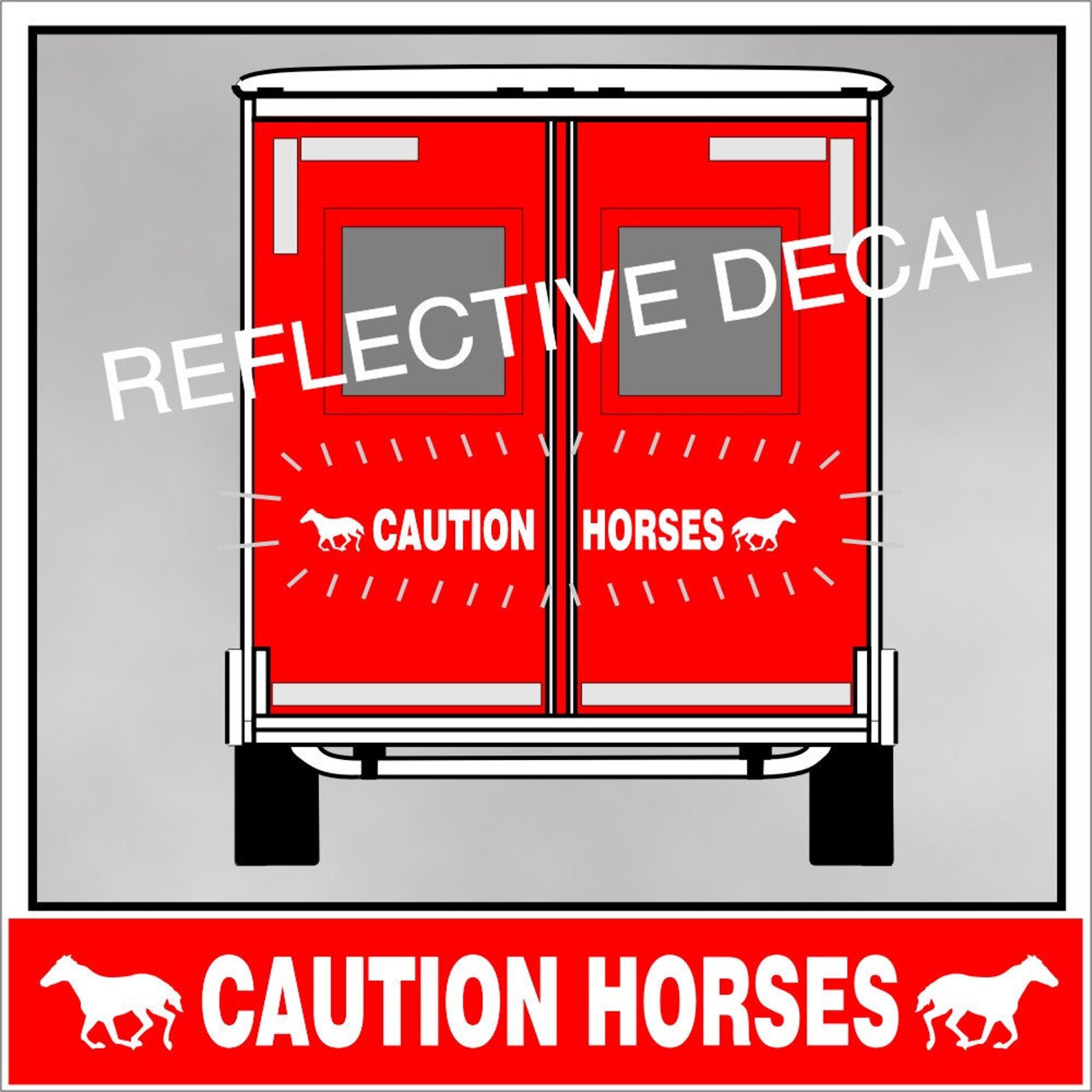 Horse Trailer Standardbred Horse Reflective CAUTION HORSES Etsy