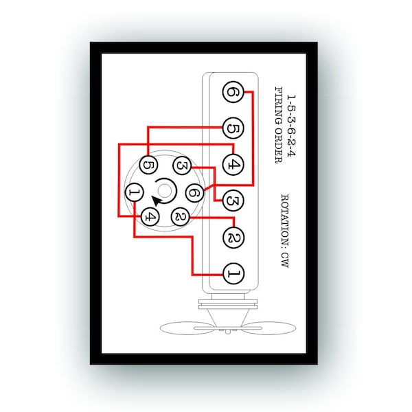 Firing Order Decal Sticker Magnet Dash Plaque fit Dodge Chrysler Plymouth Classic Vintage with Slant Six 6 Cylinder 170 198 225 Engine