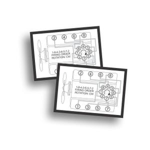 2X Firing Order Pair Decal-Sticker Magnet Plaque Vintage Restore Chevy Chevrolet Camaro Chevelle Nova 267 283 302 305 327 350 427 396 454 V8
