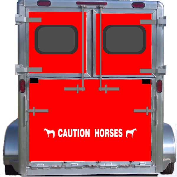 Horse Trailer Quarter Horse Reflective CAUTION HORSES Sticker Decal Safety Kit, with Horses Each End for Safety and Visibility 056