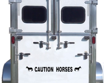 Horse Trailer Miniature Mini Caution Horses Equestrian Decal Sticker Kit Reflective for Safety Tow Slow Truck Vehicle Visibility Stay Back