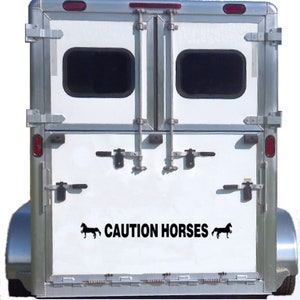 Horse Trailer Saddlebred Horse Reflective CAUTION HORSES Sticker Decal Safety Kit w Gaited Saddle Each End for Safety and Visibility 130