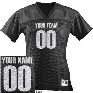 CUSTOM Ladies Football Jersey ANY Color Personalized GLITTER Numbers Name & Team