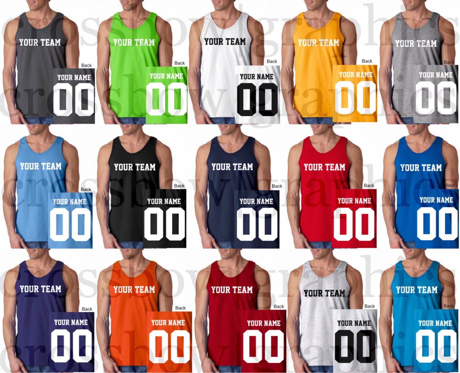 CUSTOM Tank Top JERSEY Personalized Any Color Name Number Etsy