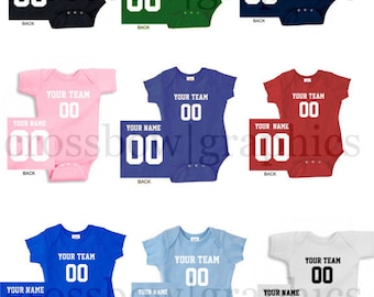 CUSTOM Infant Creeper Bodysuit Jersey PERSONALIZED One-piece Baby Cute Football Baseball Softball!