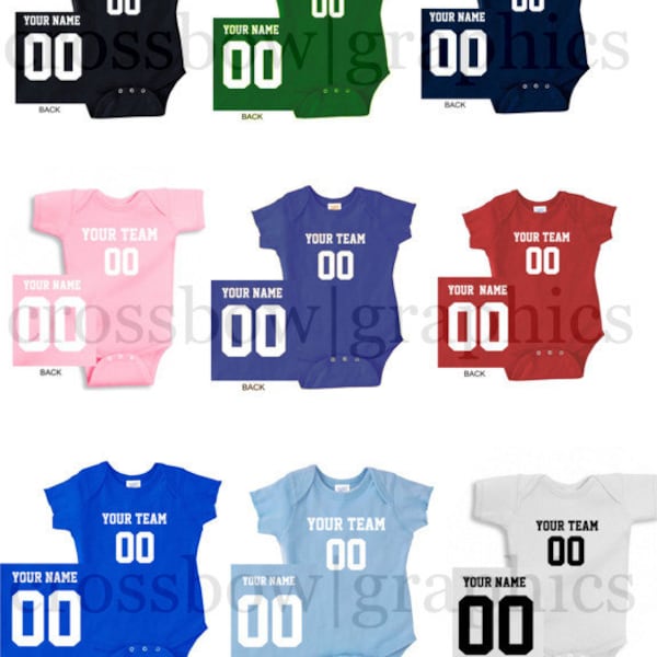 CUSTOM Infant Creeper Bodysuit Jersey PERSONALIZED One-piece Baby Cute Football Baseball Softball!