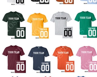 CUSTOM TODDLER T-Shirt JERSEY Personalized Any Color, Name, Number, Team Softball Baseball Football